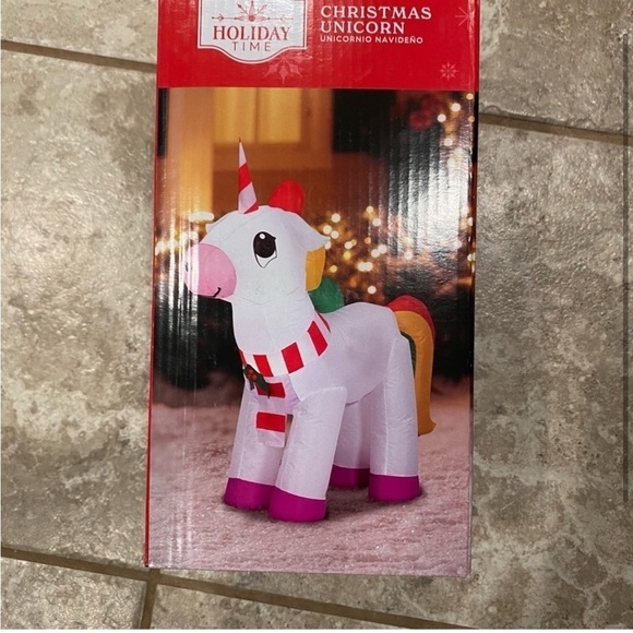Holiday Time Christmas Unicorn Inflatable Decoration NEW Outdoors 3.5ft Blow Up - Picture 2 of 3